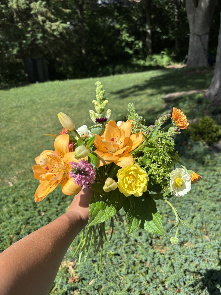 Hand made bouquet from Monarch Cottage Lakeville Flower Farm